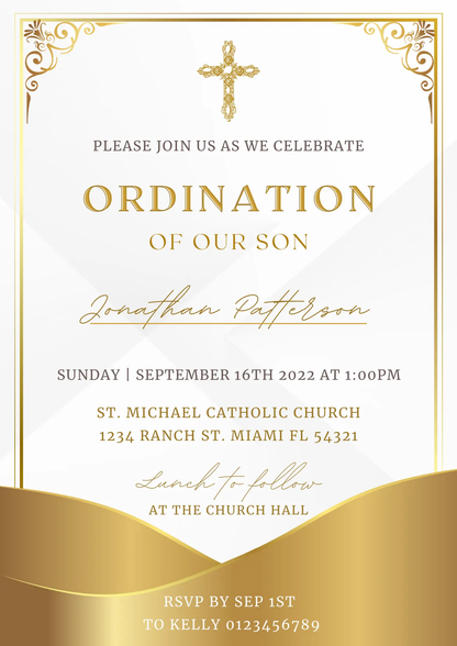 Catholic Priest Ordination Invitation Template - CreativeRino