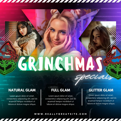 Grinchmas Flyer Template | Grinch Christmas Booking Flyer - CreativeRino