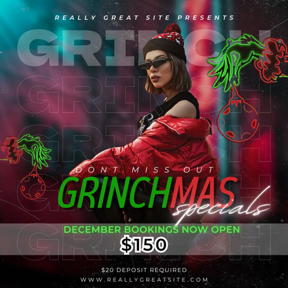 Grinchmas Flyer Template | Grinch Christmas Booking Flyer - CreativeRino