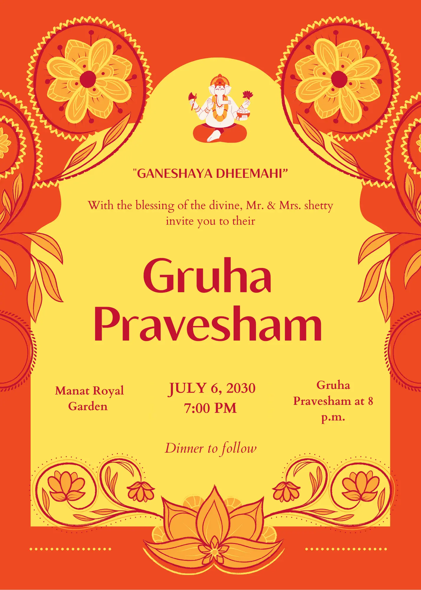 Gruhapravesham Invitation Template | Indian Housewarming Invite - CreativeRino