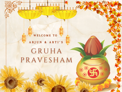 Gruhapravesham Welcome Sign Template | Indian Housewarming Welcome Sign - CreativeRino