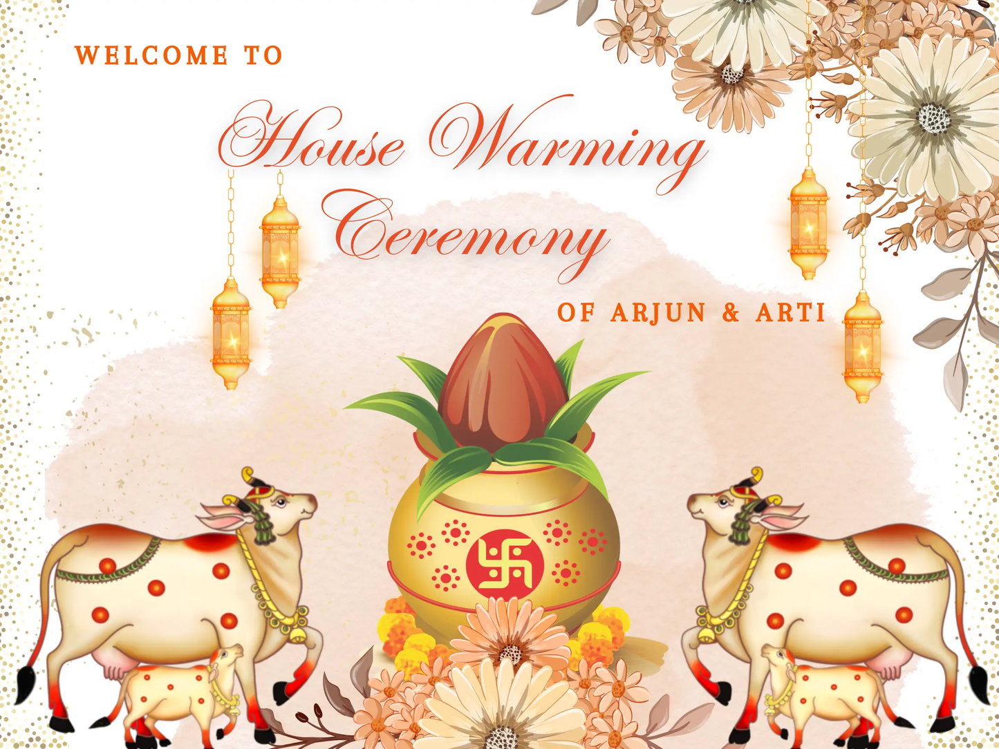 Gruhapravesham Welcome Sign Template | Indian Housewarming Welcome Sign - CreativeRino