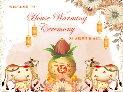 Gruhapravesham Welcome Sign Template | Indian Housewarming Welcome Sign - CreativeRino