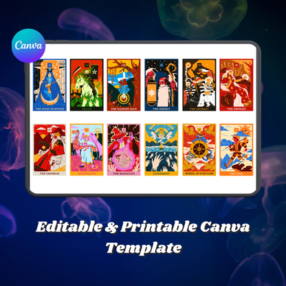 12 Characters Tarot Cards PNG Template Bundle - CreativeRino