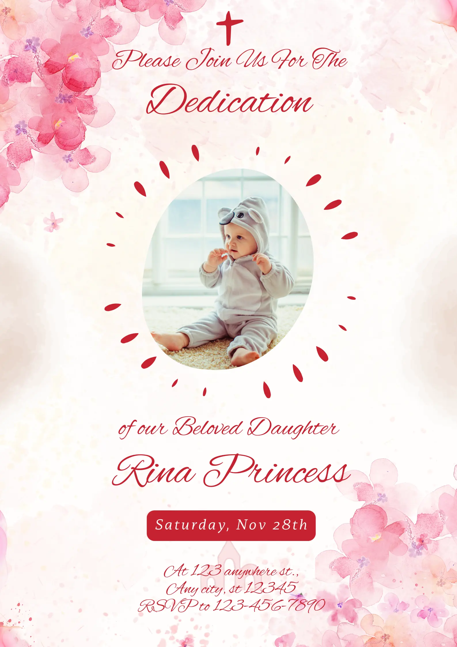 Baby Dedication Invitation Template - CreativeRino