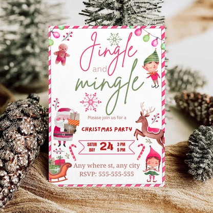 Jingle & Mingle Christmas Party Invitation Template - CreativeRino