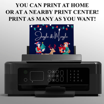 Jingle & Mingle Christmas Party Invitation Template | Reindeer Christmas Party Invite - CreativeRino