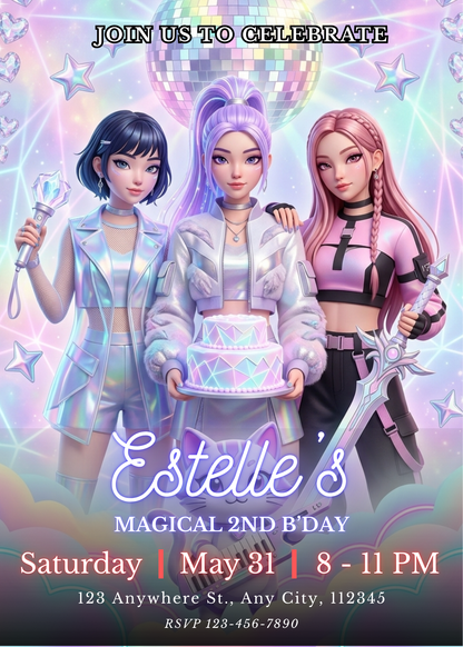 Kpop Demon Hunters Theme Birthday Invite – Digital Download CreativeRino