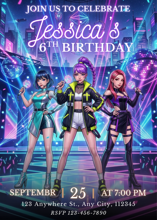Kpop Demon Hunters Printable Invitation – Birthday Party Download CreativeRino