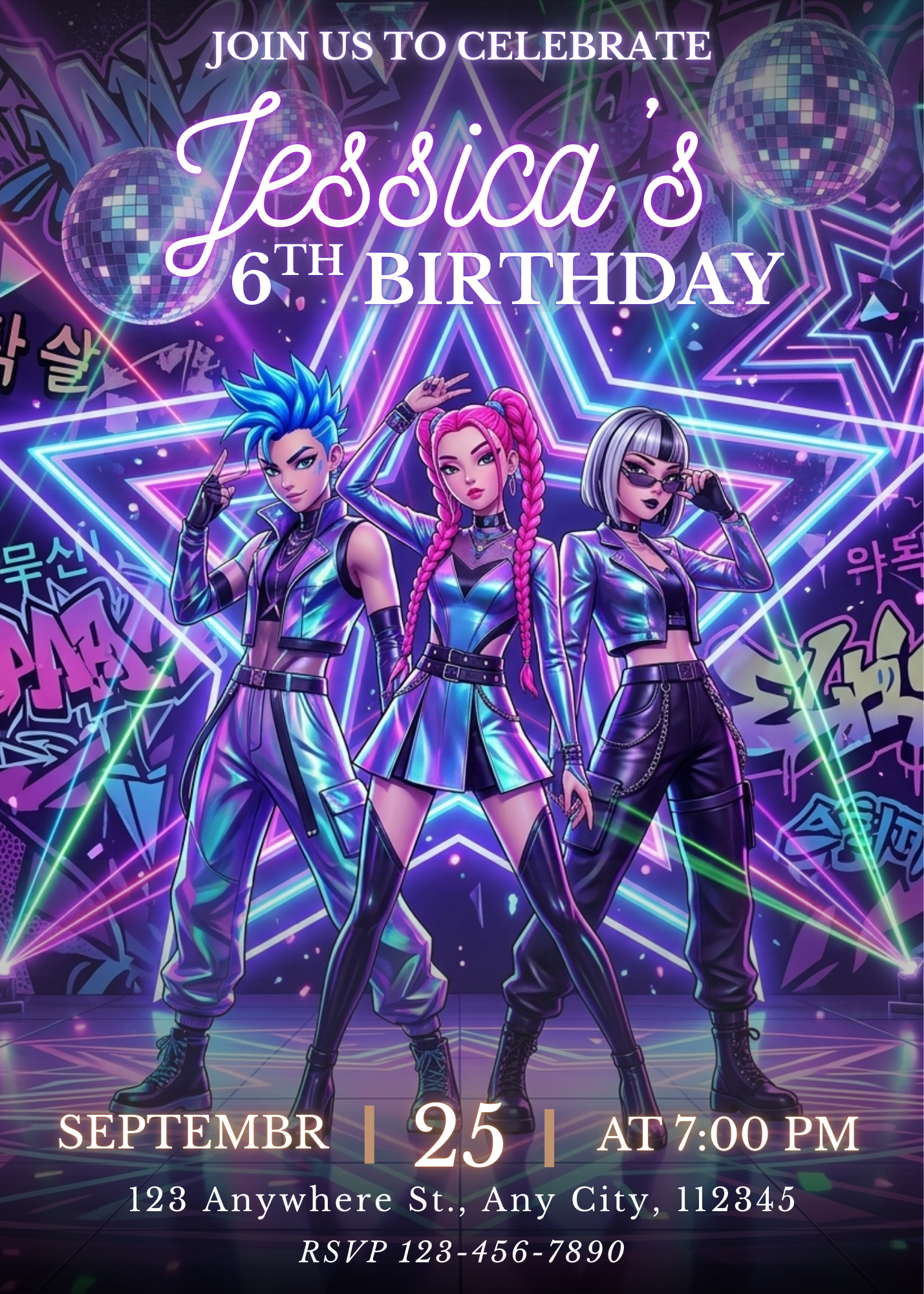 Demon Hunters Kpop Birthday Invite Template – Easy Edit CreativeRino