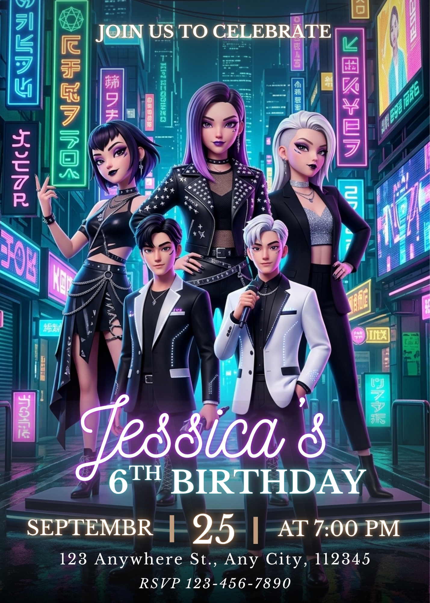 Kpop Demon Hunters Birthday Invitation – Editable Digital Party Invite CreativeRino