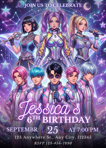 Kpop Demon Hunters Birthday Invite Template – Personalized Printable CreativeRino