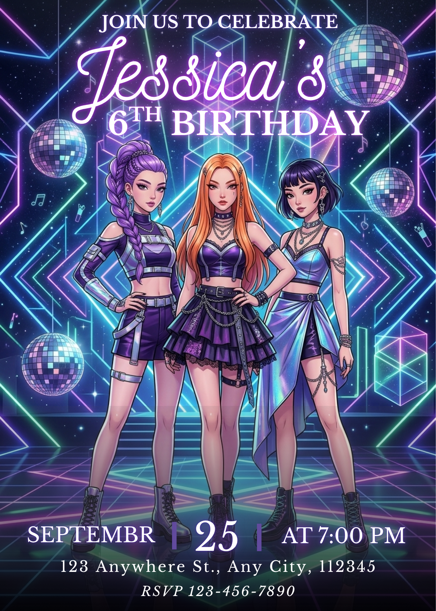 Kpop Demon Hunters Party Invite – Printable Birthday Template CreativeRino