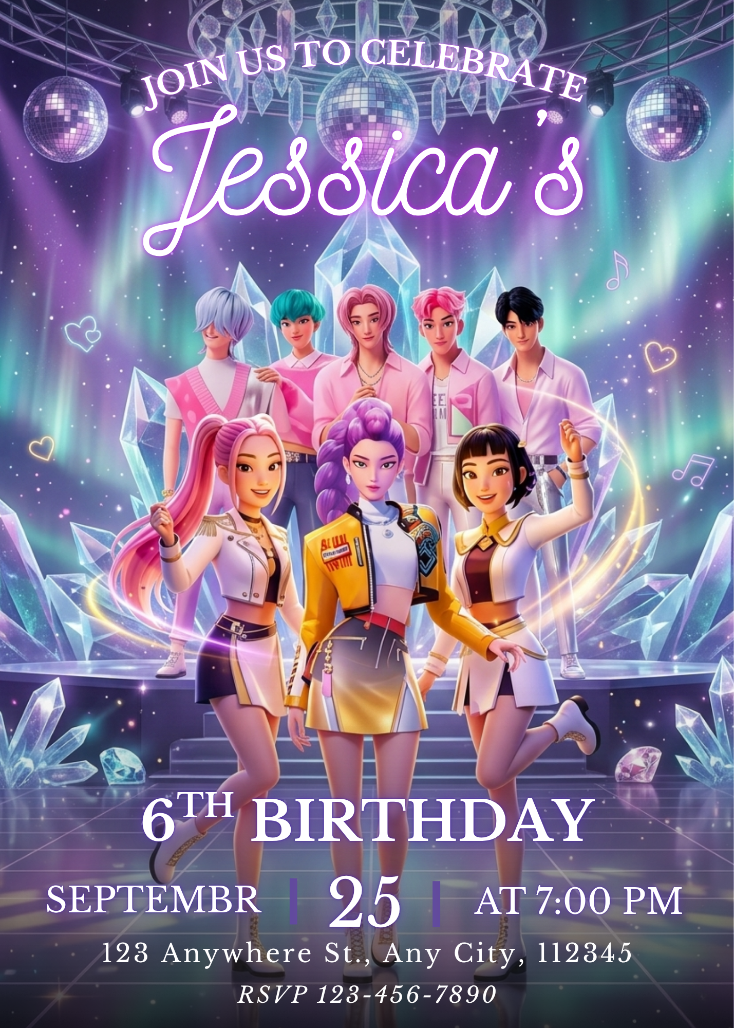 Kpop Demon Hunters Party Invitation – Instant Download Birthday Invite CreativeRino