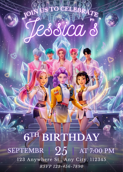Kpop Demon Hunters Party Invitation – Instant Download Birthday Invite CreativeRino