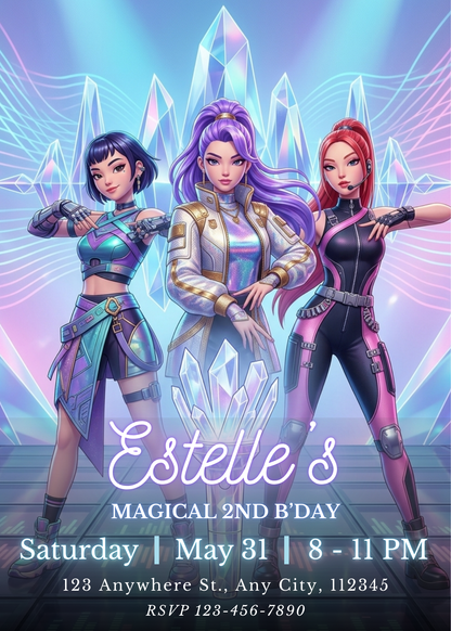 Kpop Demon Hunters Birthday Invitation – Printable Editable Template CreativeRino
