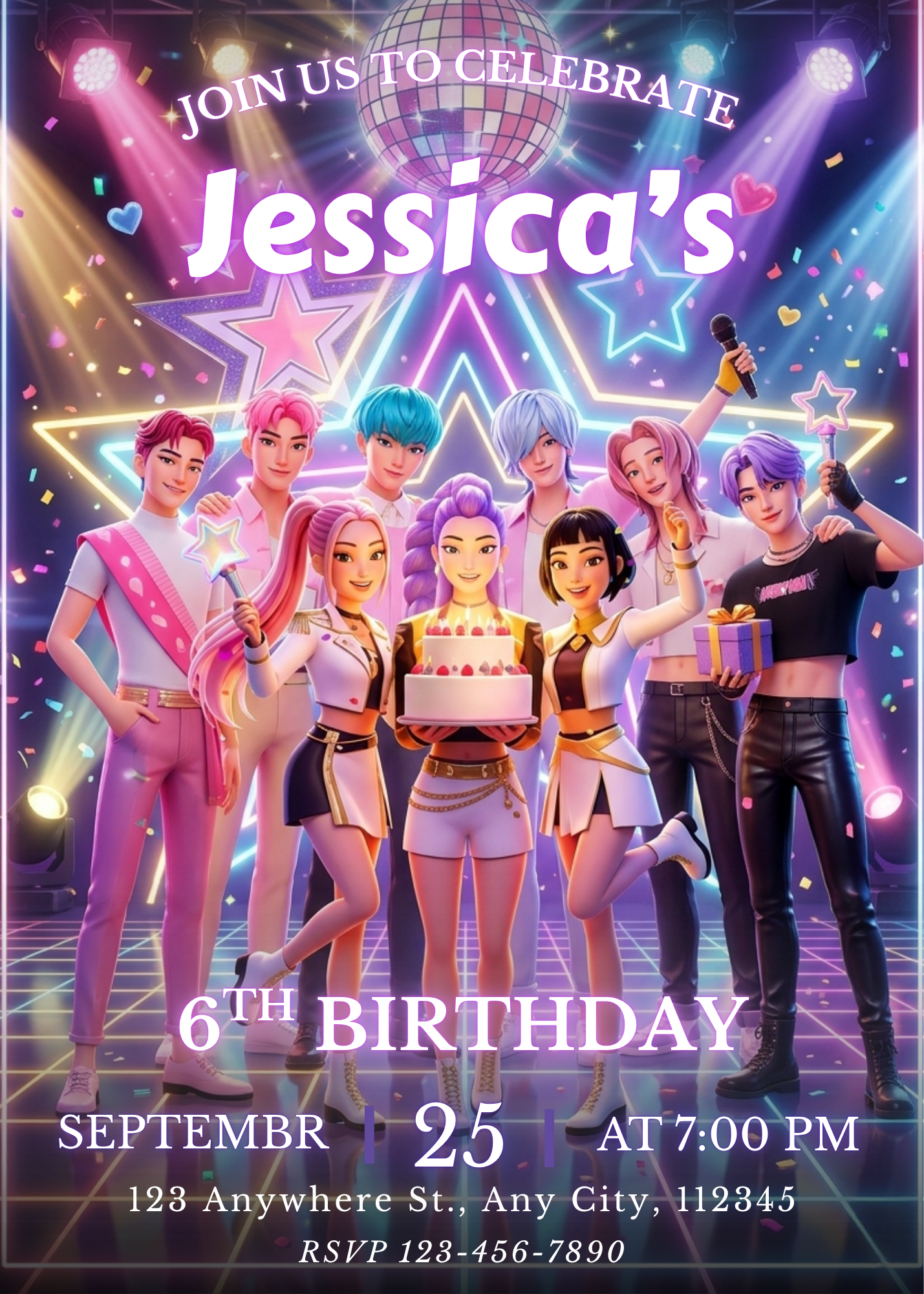 Kpop Demon Hunters Birthday Template – Instant Printable Invitation CreativeRino