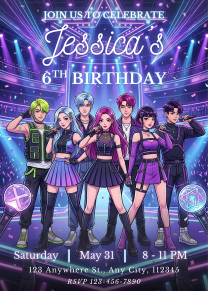 Demon Hunters Birthday Invitation – Kpop Party Printable Invite CreativeRino