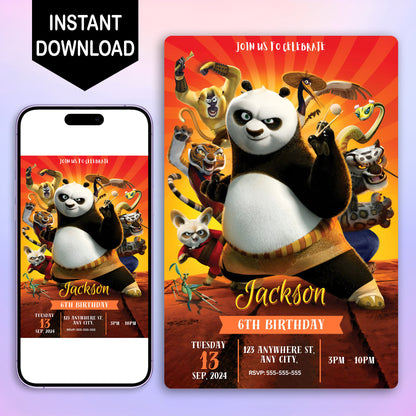 Kung Fu Panda Birthday Invitation Template - CreativeRino