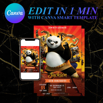 Kung Fu Panda Birthday Invitation Template - CreativeRino