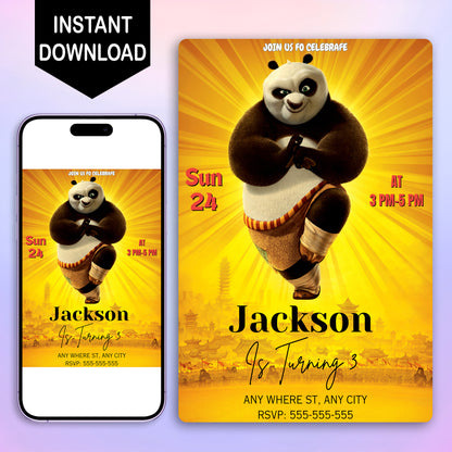 Kung Fu Panda Birthday Invitation Template - CreativeRino