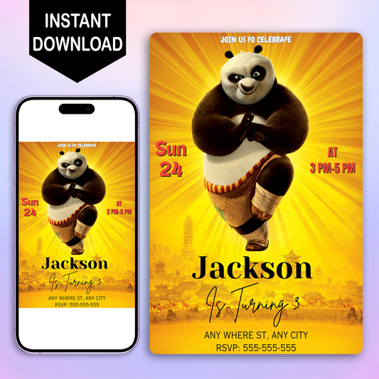 Kung Fu Panda Birthday Invitation Template - CreativeRino