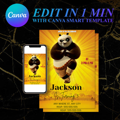 Kung Fu Panda Birthday Invitation Template - CreativeRino