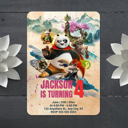 Kung Fu Panda Birthday Invitation Template - CreativeRino
