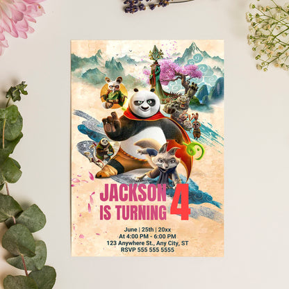 Kung Fu Panda Birthday Invitation Template - CreativeRino