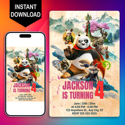 Kung Fu Panda Birthday Invitation Template - CreativeRino