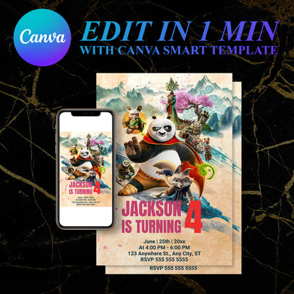 Kung Fu Panda Birthday Invitation Template - CreativeRino
