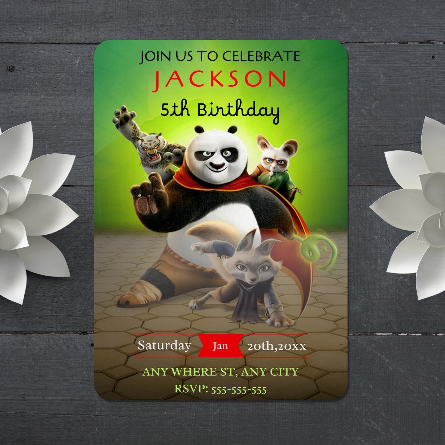 Kung Fu Panda Birthday Invitation Template - CreativeRino