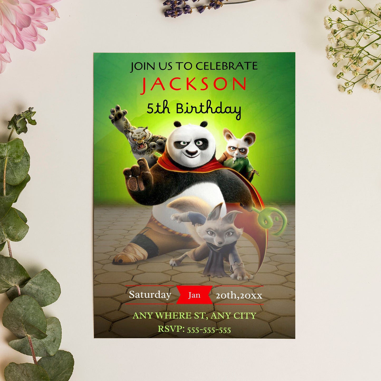 Kung Fu Panda Birthday Invitation Template - CreativeRino
