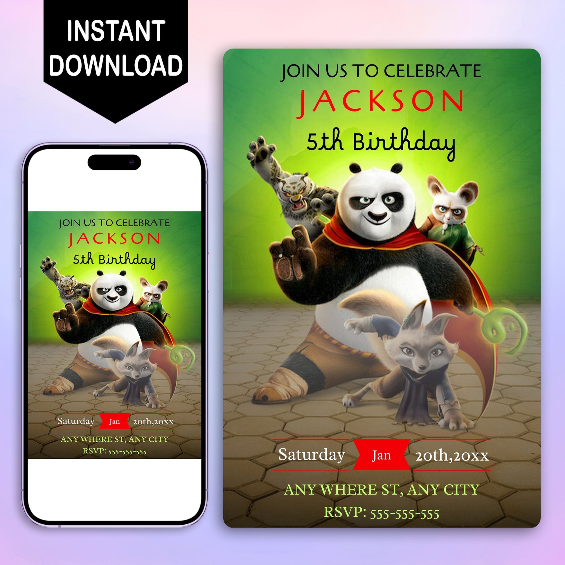 Kung Fu Panda Birthday Invitation Template - CreativeRino