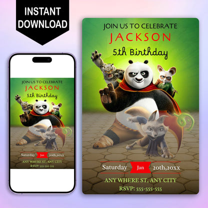 Kung Fu Panda Birthday Invitation Template - CreativeRino