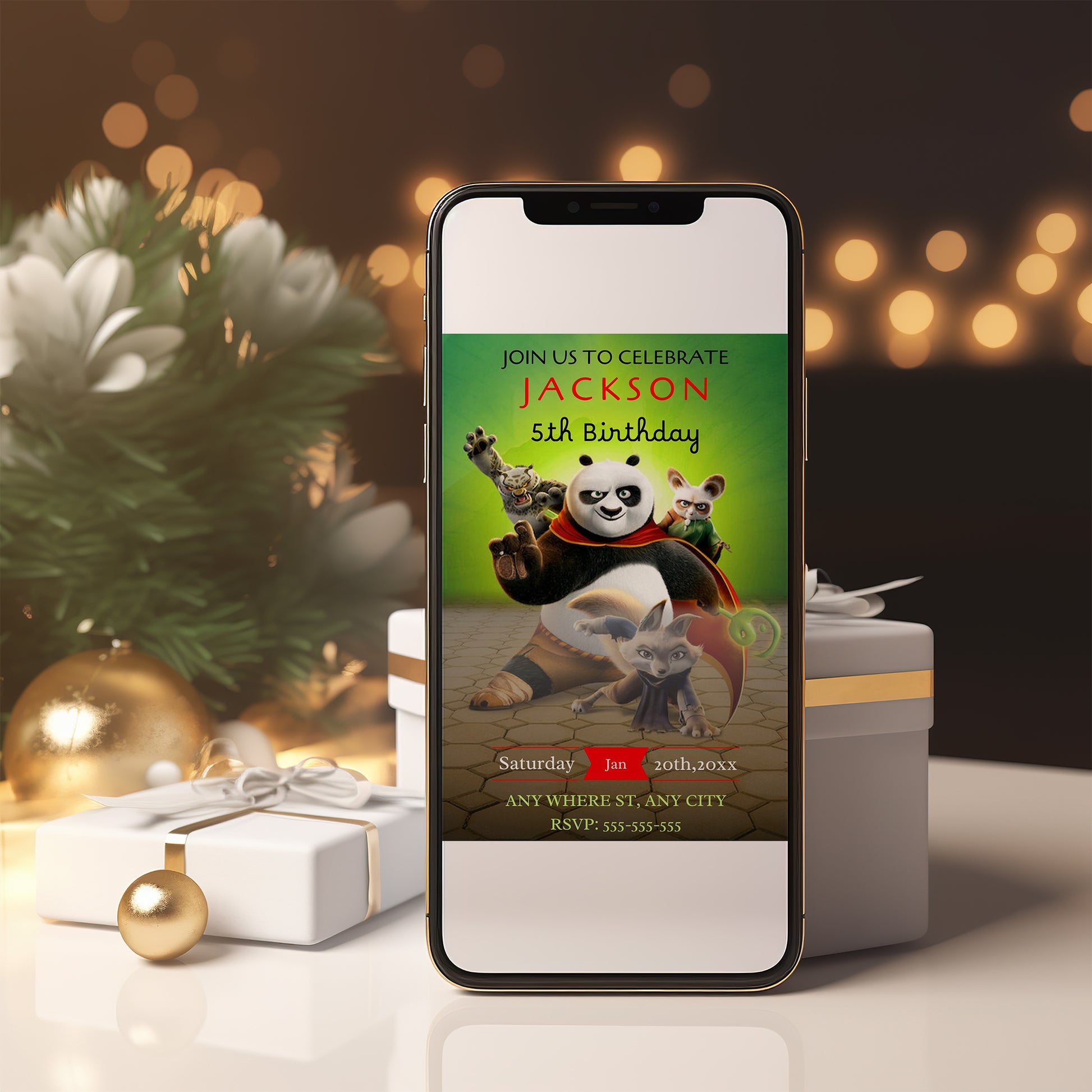 Kung Fu Panda Birthday Invitation Template - CreativeRino
