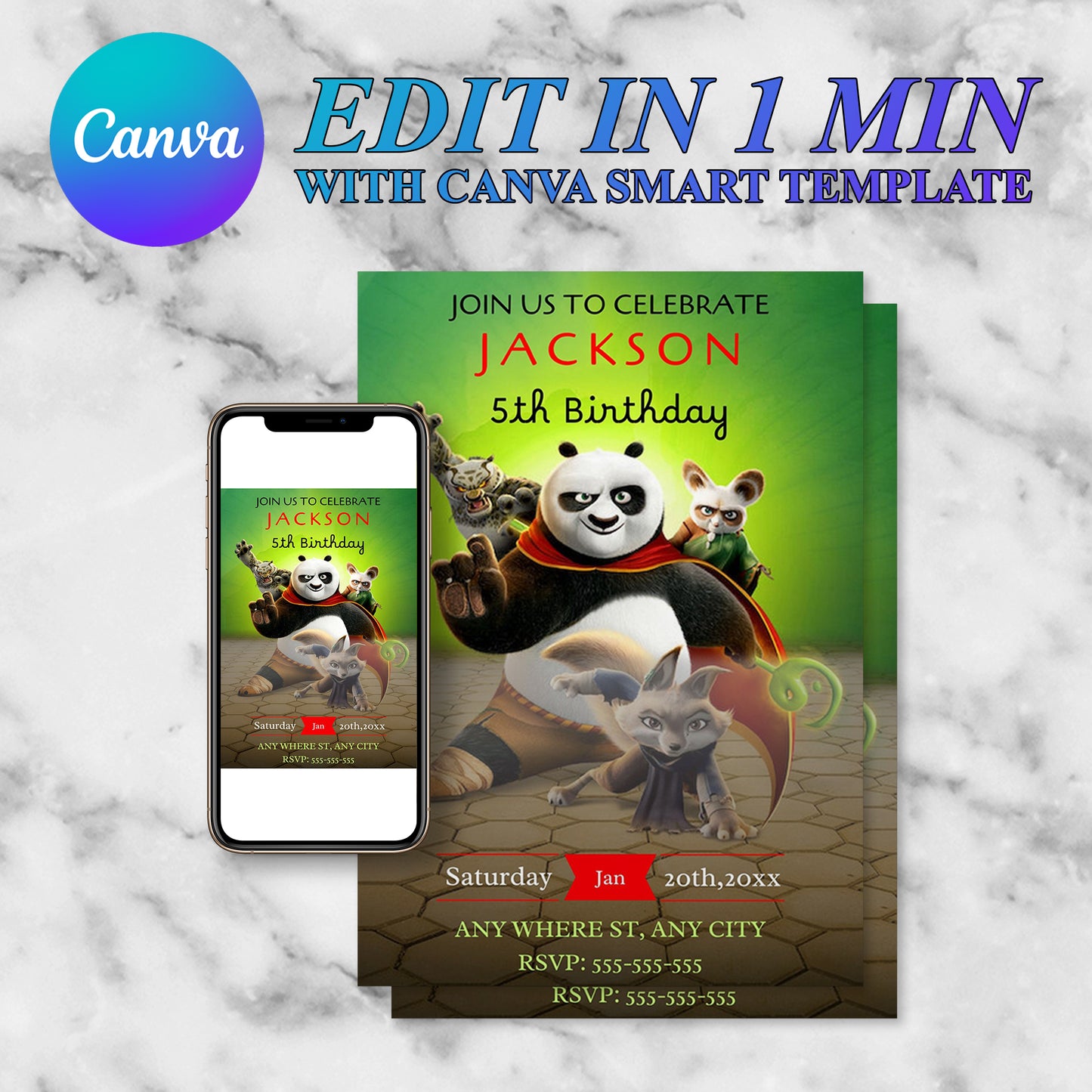Kung Fu Panda Birthday Invitation Template - CreativeRino