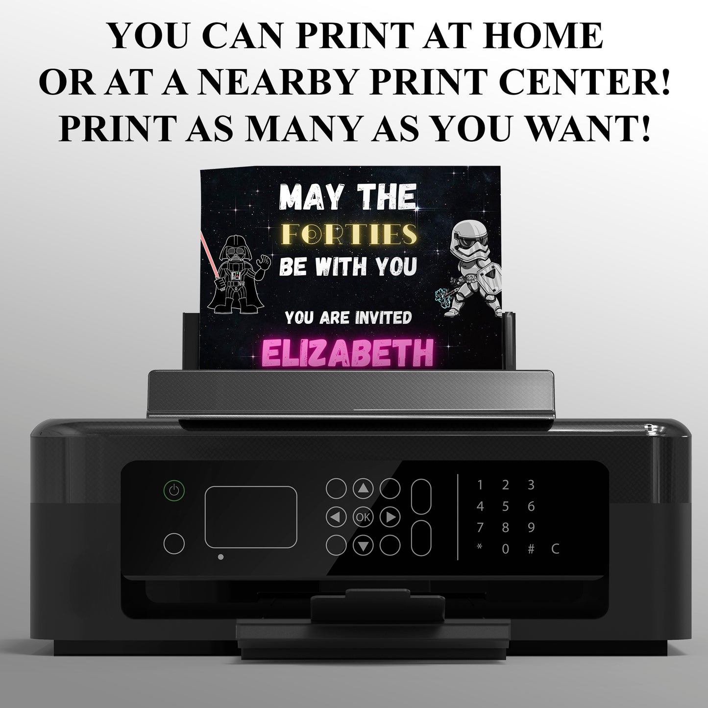 May the Forties Be With You Galaxy Star Wars Birthday Invitation Template - CreativeRino