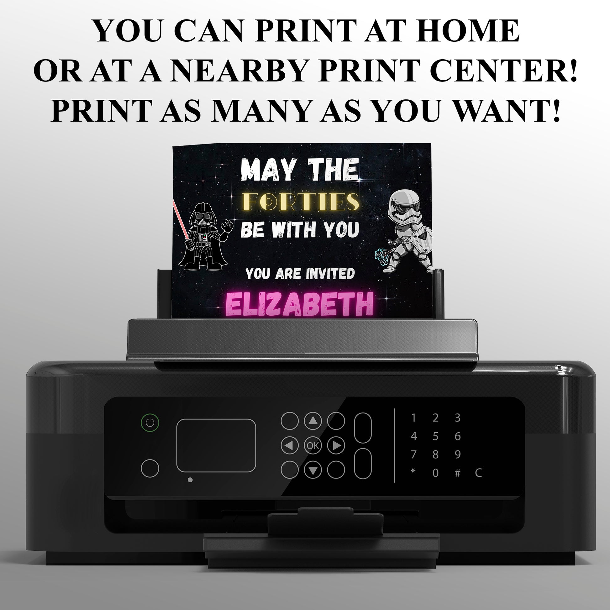 May the Forties Be With You Galaxy Star Wars Birthday Invitation Template - CreativeRino