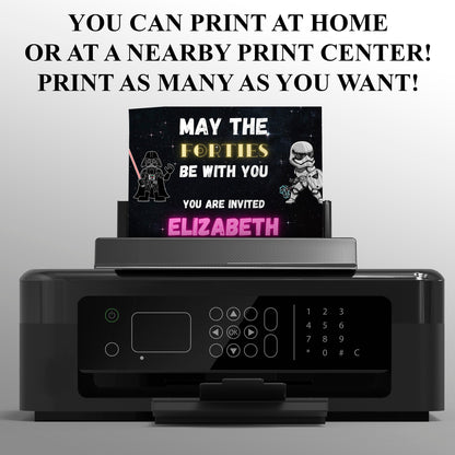 May the Forties Be With You Galaxy Star Wars Birthday Invitation Template - CreativeRino