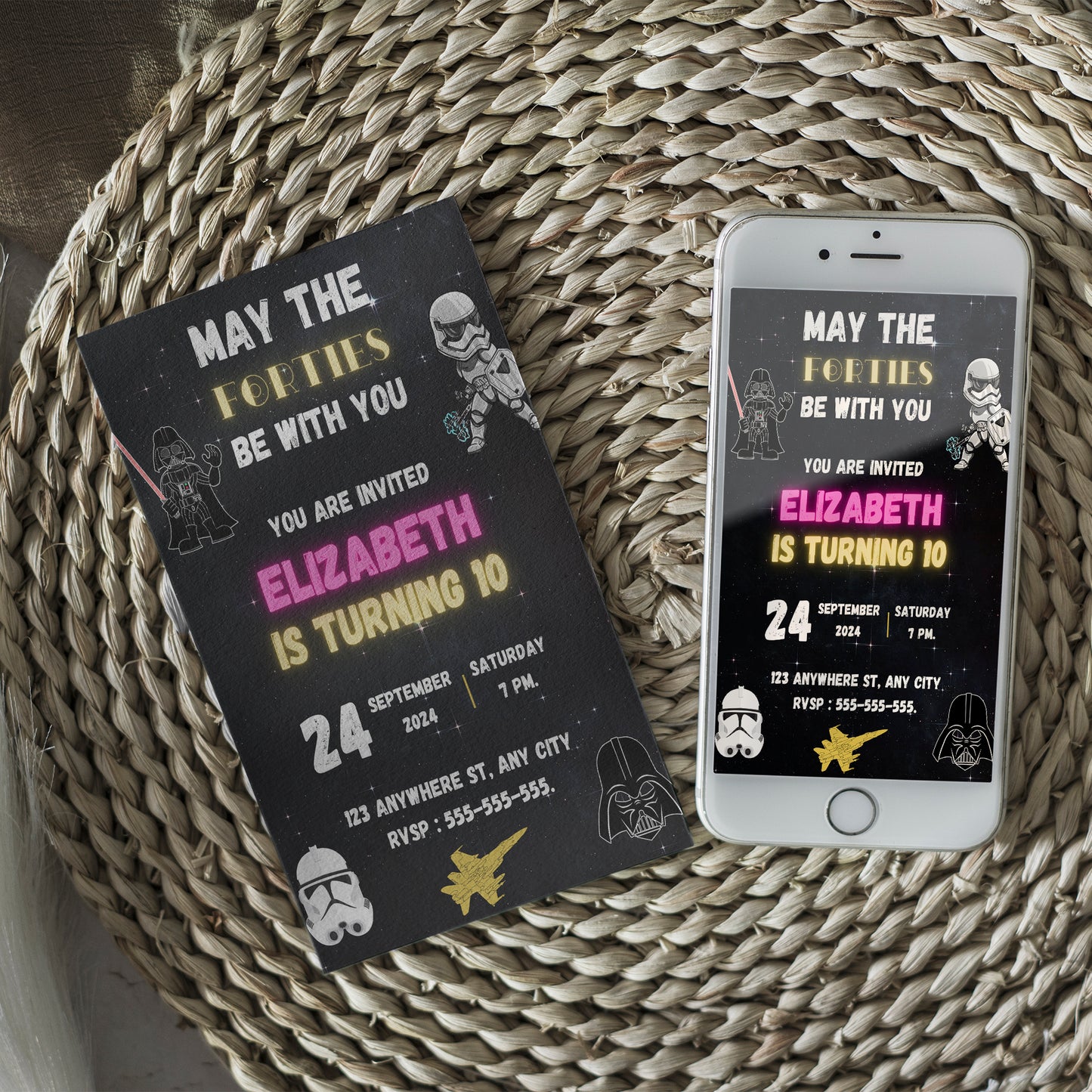 May the Forties Be With You Galaxy Star Wars Birthday Invitation Template - CreativeRino