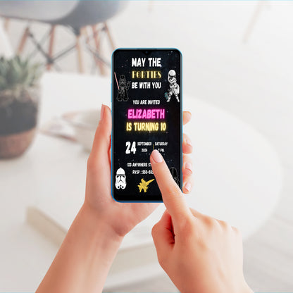 May the Forties Be With You Galaxy Star Wars Birthday Invitation Template - CreativeRino