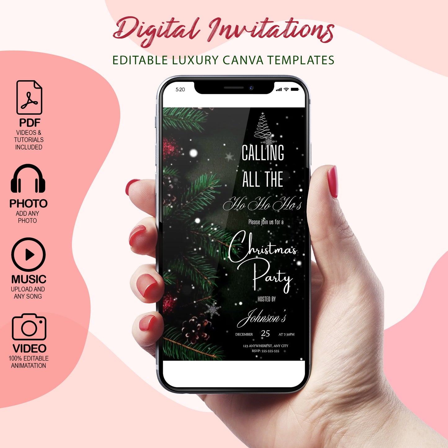 Christmas Calling All The Ho Ho Hos Video Invitation | Christmas Video Evite Template - CreativeRino