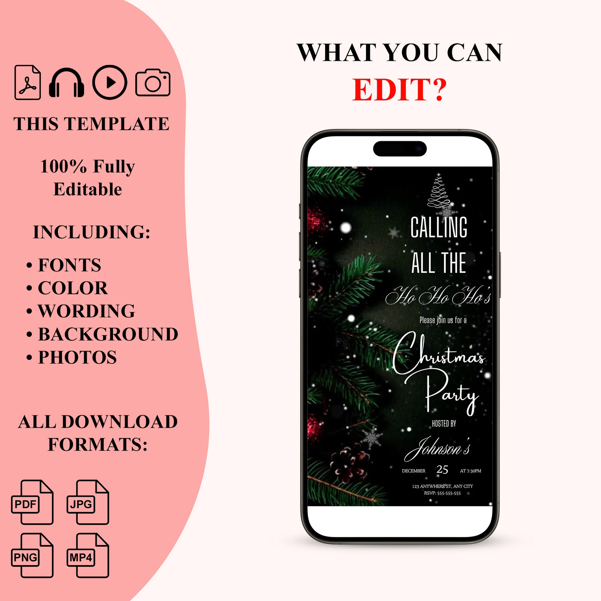 Christmas Calling All The Ho Ho Hos Video Invitation | Christmas Video Evite Template - CreativeRino