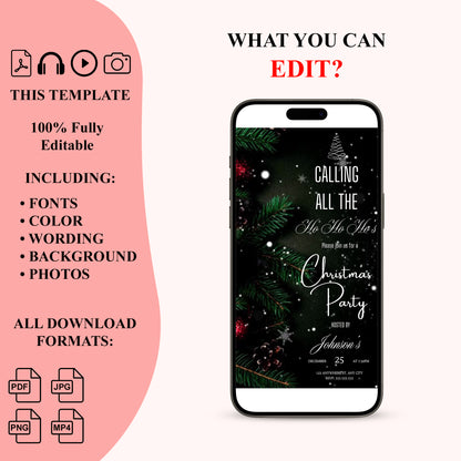 Christmas Calling All The Ho Ho Hos Video Invitation | Christmas Video Evite Template - CreativeRino