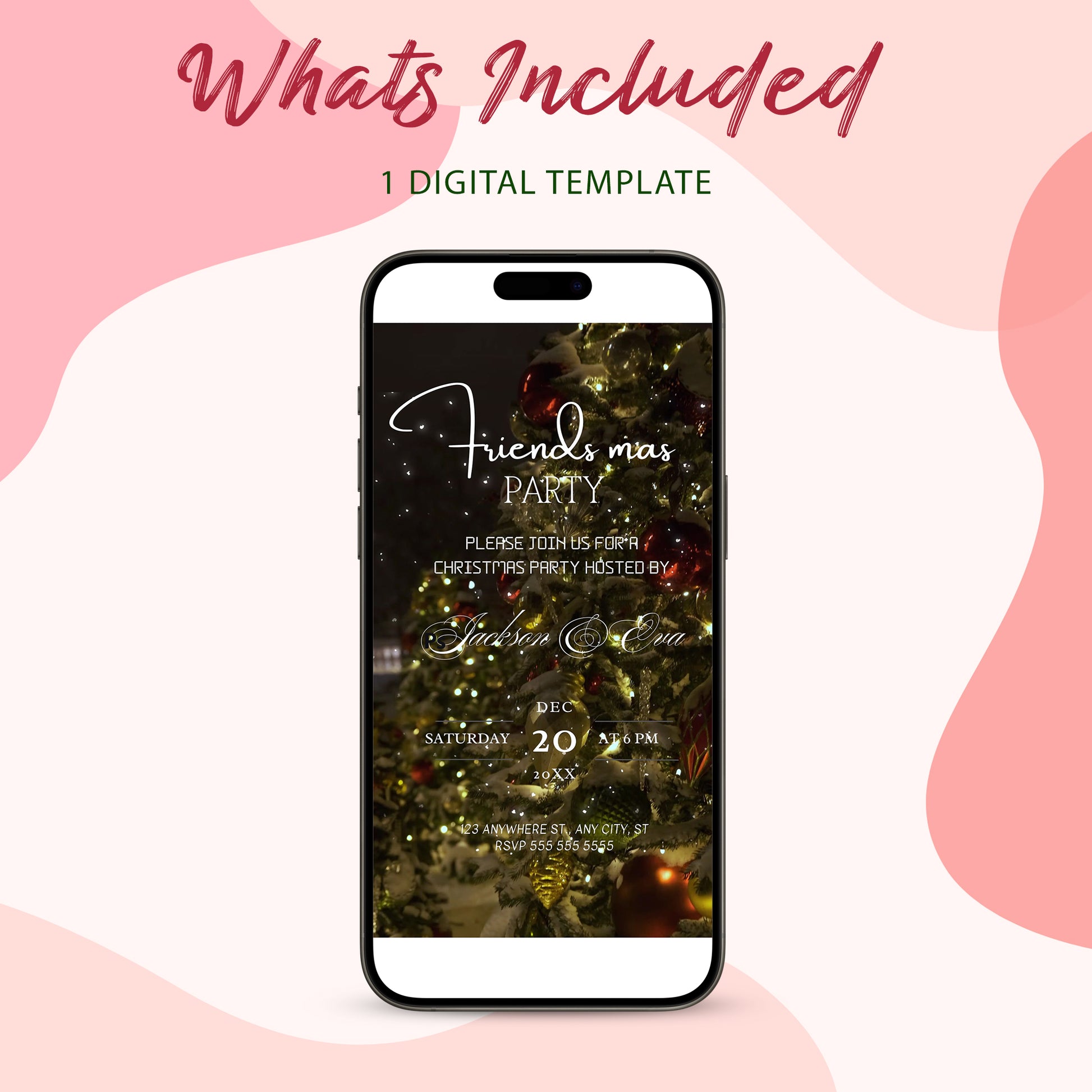 Digital Editable Friendsmas Christmas Party Video Invitation | Christmas Video Evite Template - CreativeRino