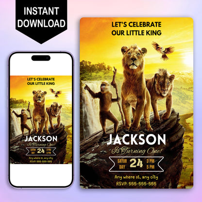 Mufasa The Lion King Birthday Invitation Template - CreativeRino