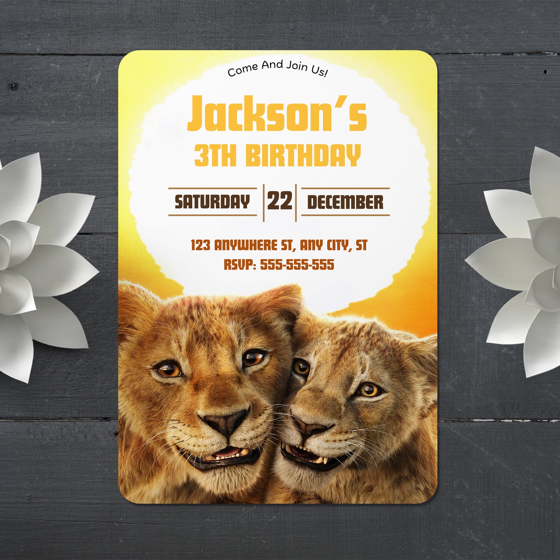 Mufasa The Lion King Birthday Invitation Template - CreativeRino
