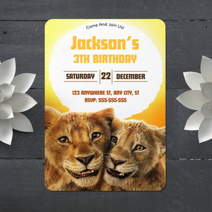 Mufasa The Lion King Birthday Invitation Template - CreativeRino