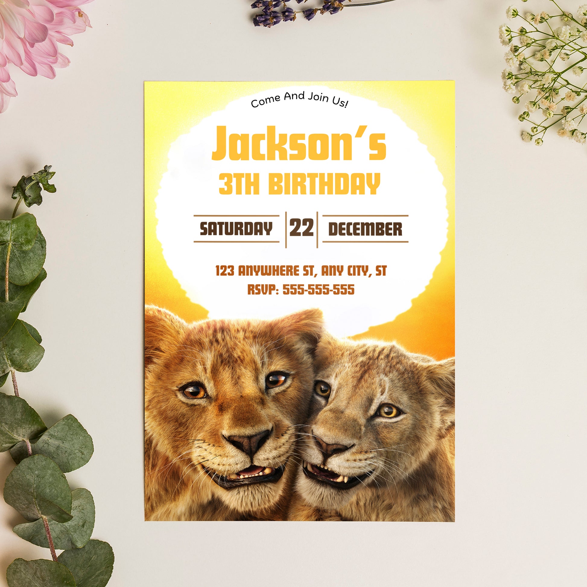 Mufasa The Lion King Birthday Invitation Template - CreativeRino